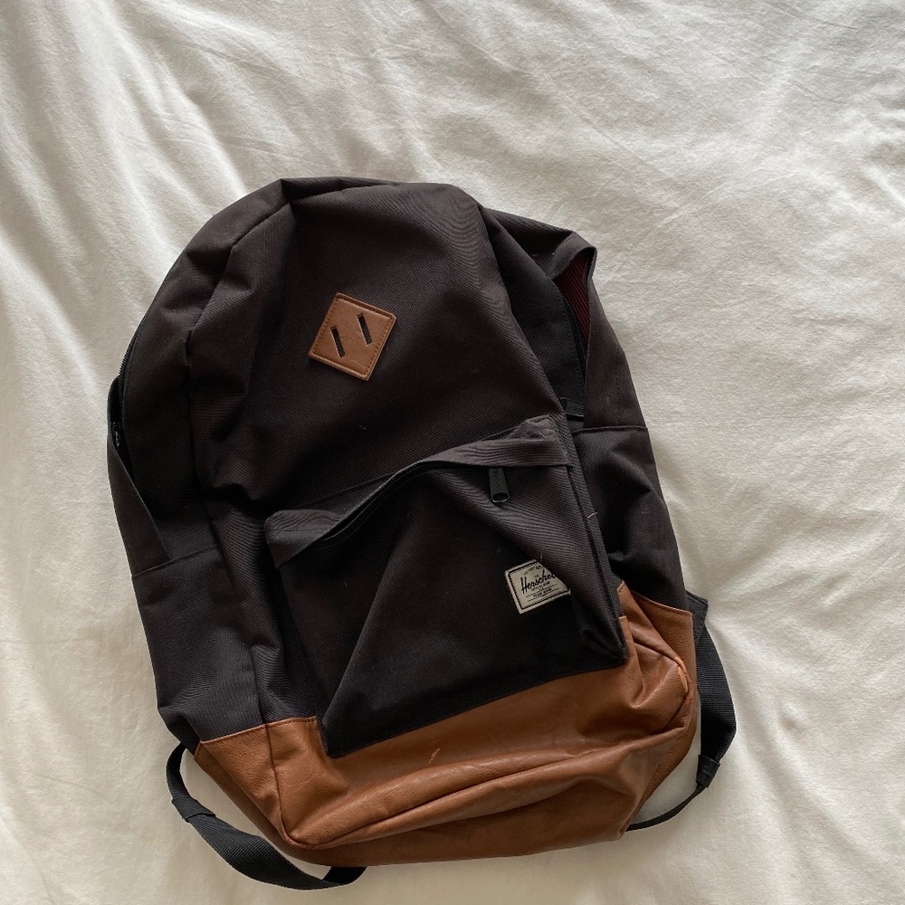 Hershel black and suede backpack